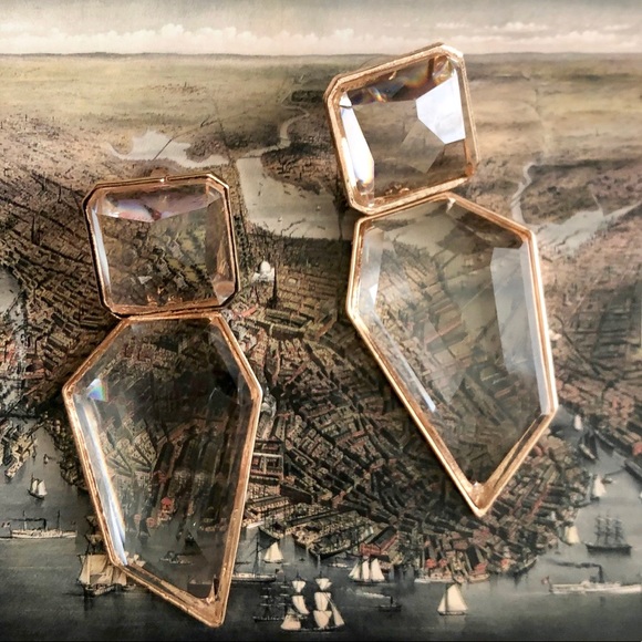 Clear Acrylic Asymmetric Drop Earrings - Picture 2 of 3